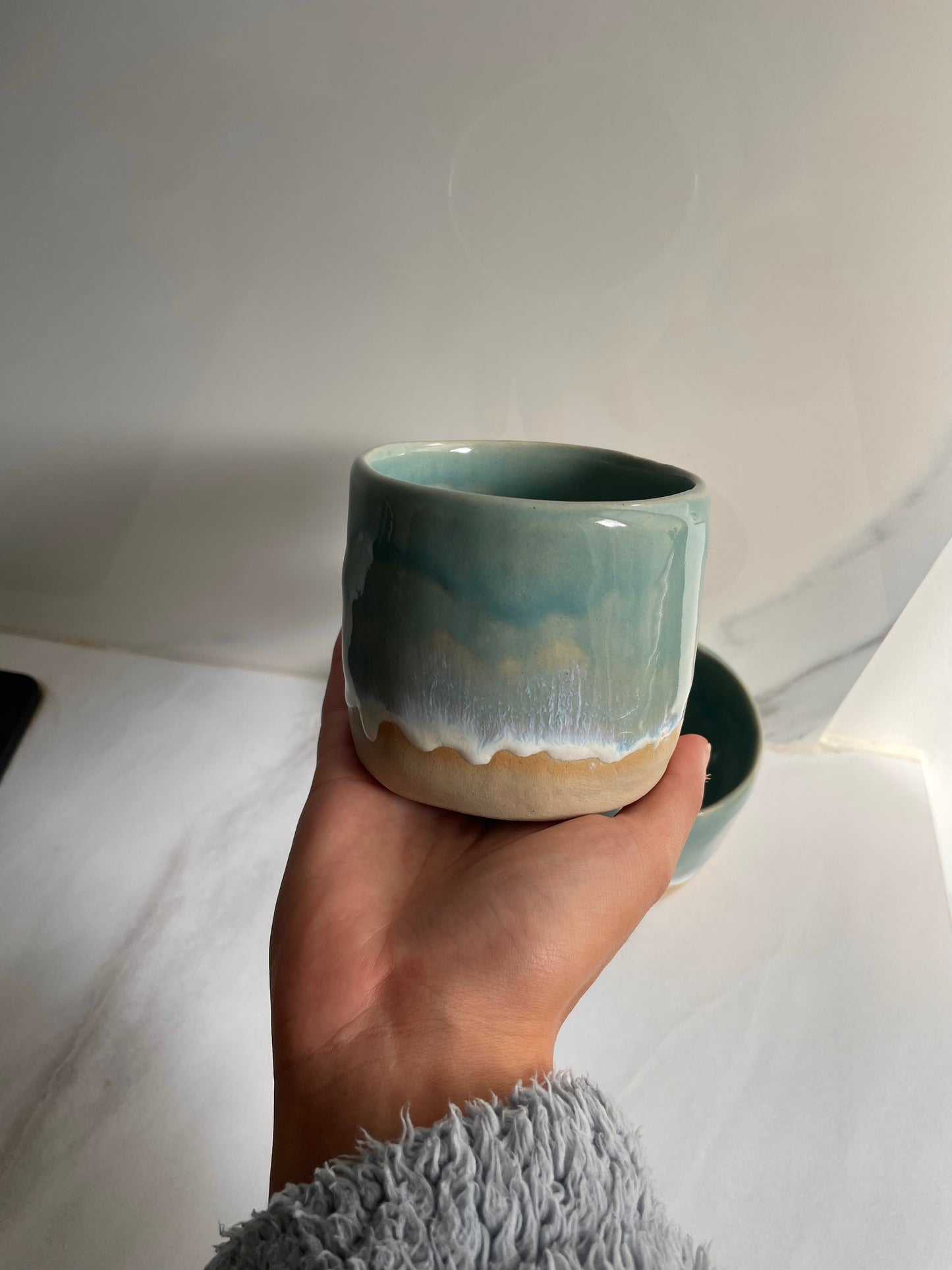Tasse écume bleue